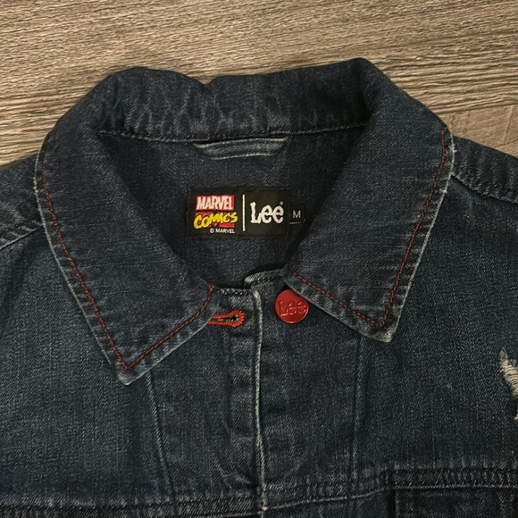 VINTAGE MARVEL COMICS LEE PAINTED LONG ZIP TO SHORT JEAN JACKET LEE BUTTONS MED - Picture 1 of 12
